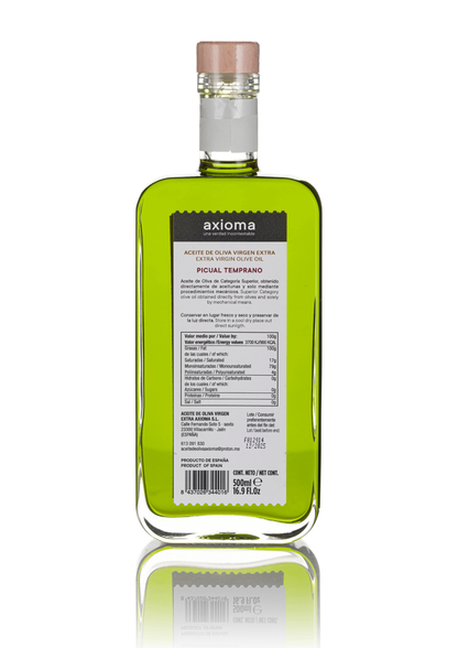 PACK 6 BOTTLES OF EXTRA VIRGIN OLIVE OIL - EARLY PICUAL (BOTTLE 500 ML)